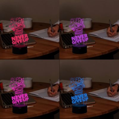 Never give up 3D led lamp with 7 Color Changing Light Home Decoration Night Light